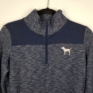 Victorias Secret Pink Dog Women's Sz XS Dark Blue 1/4 Zip Pullover Sweatshirt VS